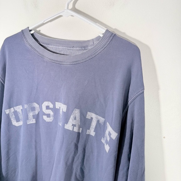 Aerie Upstate Distressed Blue Oversized Crewneck Pullover Sweatshirt Medium - Picture 7 of 8